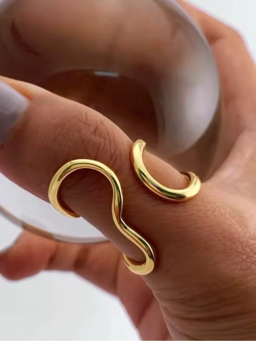 Zara Gold Tone Open Wave Ring - Women Jewelry NWOT